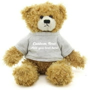 Made By Alien’s Realistic Stuffed Animals Soft Plush Toy- 12 Inch Personalized Gift for Birthday, Valentine’s day (Beige Teddy Bear Gray Shirt)