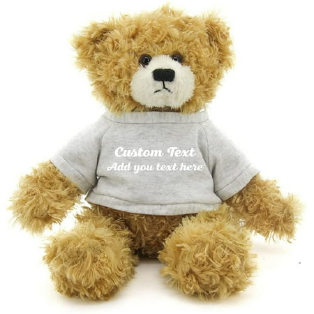 Made By Alien’s Realistic Stuffed Animals Soft Plush Toy- 12 Inch Personalized Gift for Birthday, Valentine’s day (Beige Teddy Bear Gray Shirt)