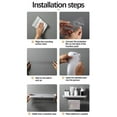 thumbnail image 4 of Bathroom Wall Shelf Drain 16.54 by 4.72 inch Multifunctional Vanity Racks for Toilet Lid Shampoo Washroom Bath Shower - Gray with Towel Bar, 4 of 8