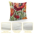 thumbnail image 4 of ONETECH  Ink Oil Painting Watercolor Retro Red Orange Pink Poppy Flowers Decorative Lumbar Throw Pillow Cover Case Home Living Room Bed Sofa Car Cotton Linen Rectangular, 4 of 5