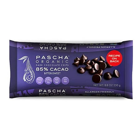 Pascha Organic Dark Chocolate Chips 85% Cacao Bittersweet Chocolate -- 8.8 oz pack of