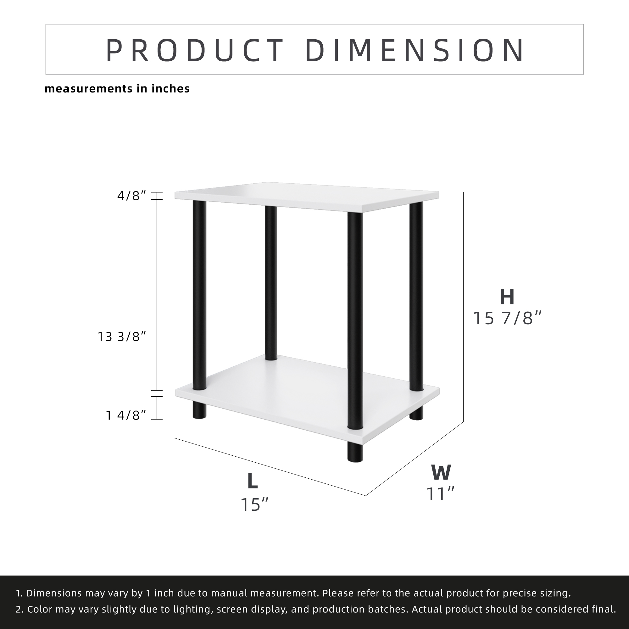 2 Tiers Wood Household Shelving Unit in White (14.96 in. W x 15.87 in. H x 11.02 in. D)