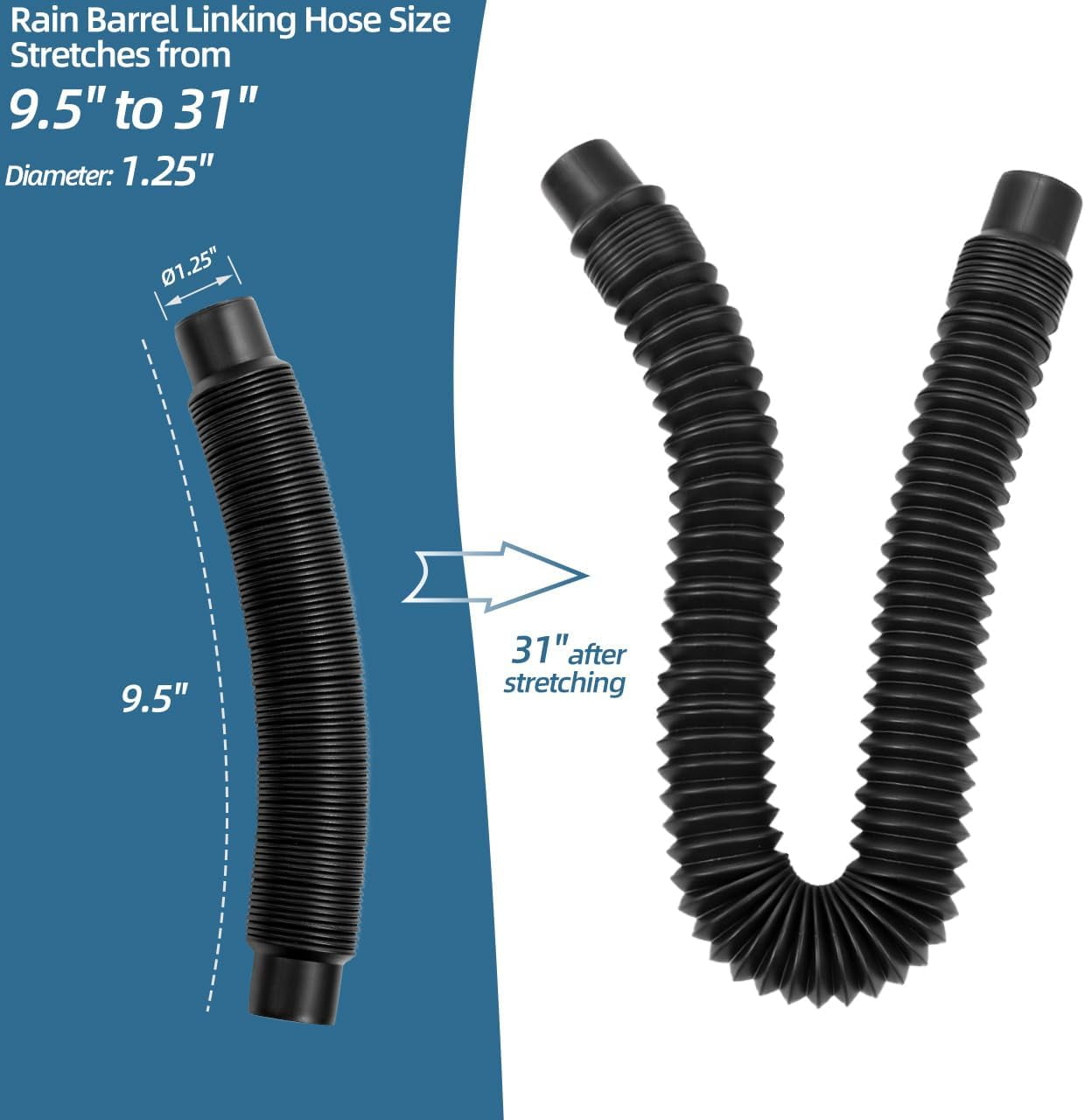 HRTGFD-Rain Barrel Hose Connector Kit Link 2 Rain Water Barrels to Store More Rainwater for Home Garden Outdoor Chores, With Hole Saw and Gaskets