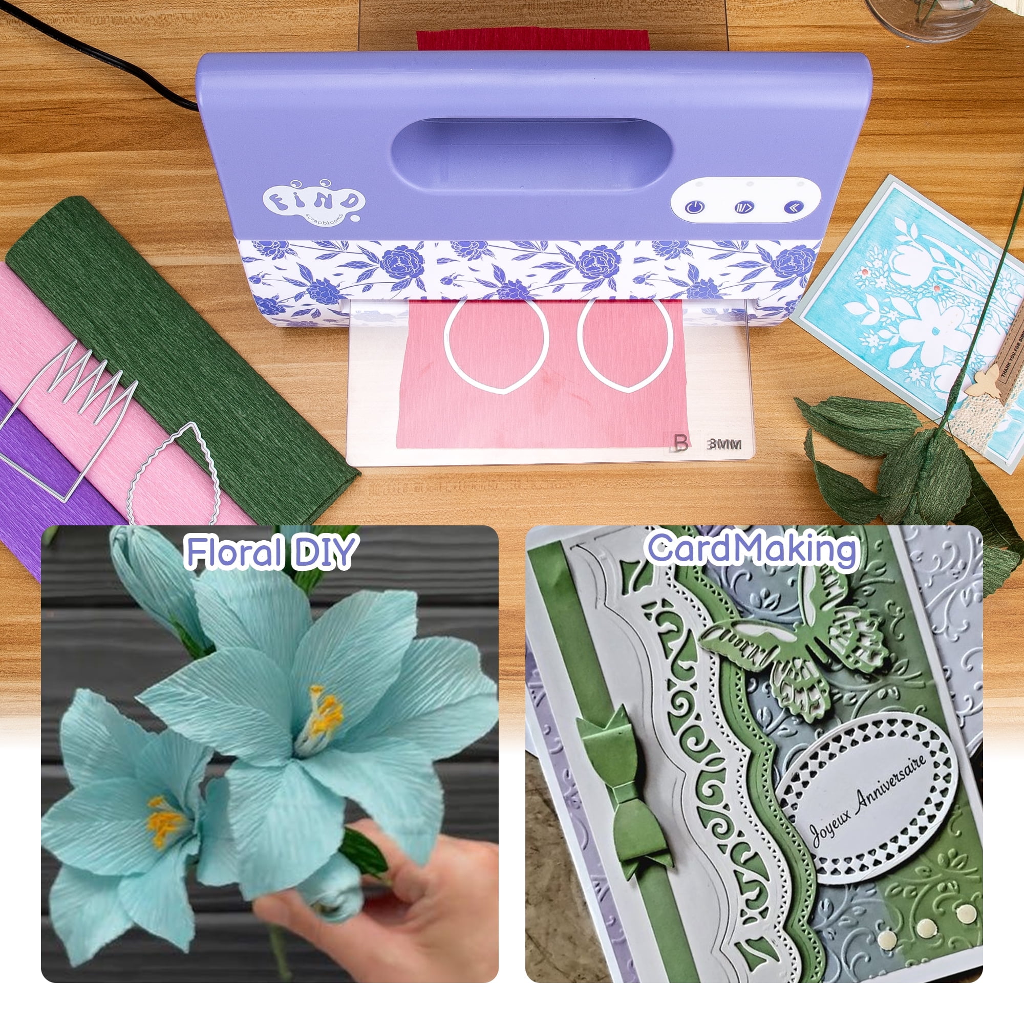 Portable Automatic A4 Die Cutting Machine,Electric 9 inch Embossing Machine kit for CardMaking，Crepe Paper Flower Making
