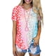thumbnail image 3 of Camiseta con cuello en V, manga corta, para niña, para mujer, camiseta con estampado de verano, rojo, 4XL Noticed AP001867-15, 3 of 5