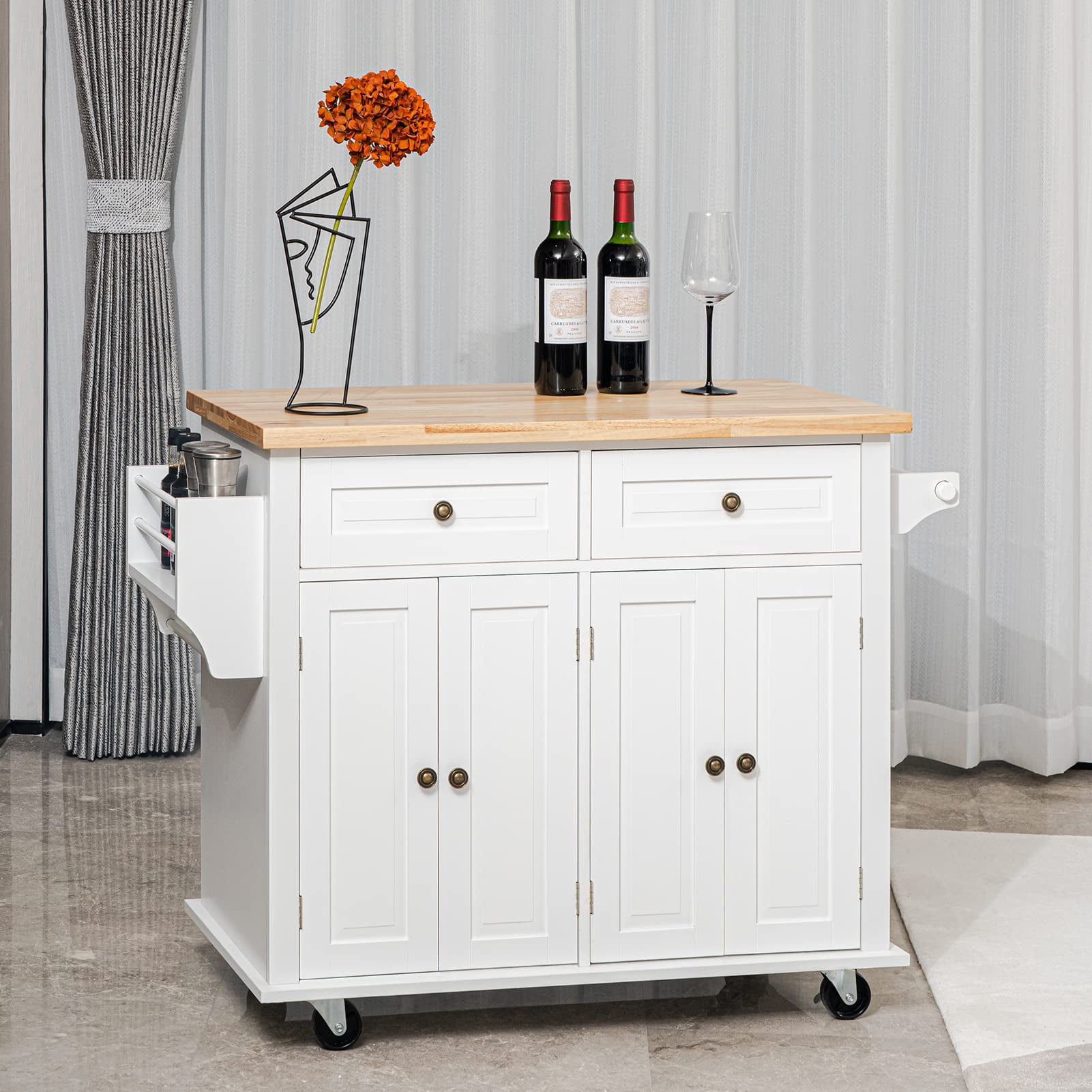 LOVIN&HUGIN Kitchen Island with Storage Rolling Kitchen Island Cart on ...