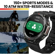 Amazfit T-Rex 2 Smart Watch: Dual-Band & 5 Satellite Positioning - 24-Day Battery Life - Ultra-Low Temperature Operation - Rugged Outdoor GPS Military Smartwatch - Real-time Navigation, Black