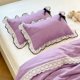 thumbnail image 4 of Juego de dos fundas de almohada de tela cepillada agradable para la piel, decoradas con encaje y lazos, e impresas con un dibujo de rosa. Ideales para dormitorio. Funda de almohada de poliéster., 4 of 6