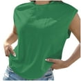 thumbnail image 2 of AXXD Womens Summer Tops Green Basic 2024 Casual Solid Color Loose Sleeveless T-shirt Top, 2 of 6