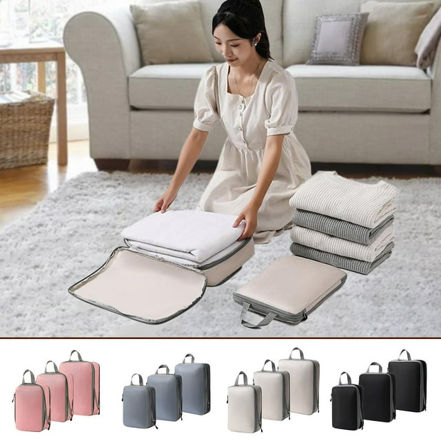 Cagogo Clearance Under $5 Compression Packing Cubes for Travel, Packing Cubes Compression Travel Essentials, Compressible Packing Cubes Travel Organizers for Carry-on Luggage Suitcase