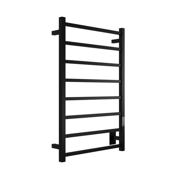 Bell Series 8-Bar Wall Mounted Electric Bathroom Towel Warmer Rack in Matte Black Finish Stainless Steel