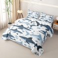thumbnail image 3 of Manfei Ocean Shark Twin Quilt Set, Kawaii Sealife Lover Twin Coverlet Set, Navy Blue, 2-Piece, 1 Bedspread and 1 Pillowcase, 3 of 7