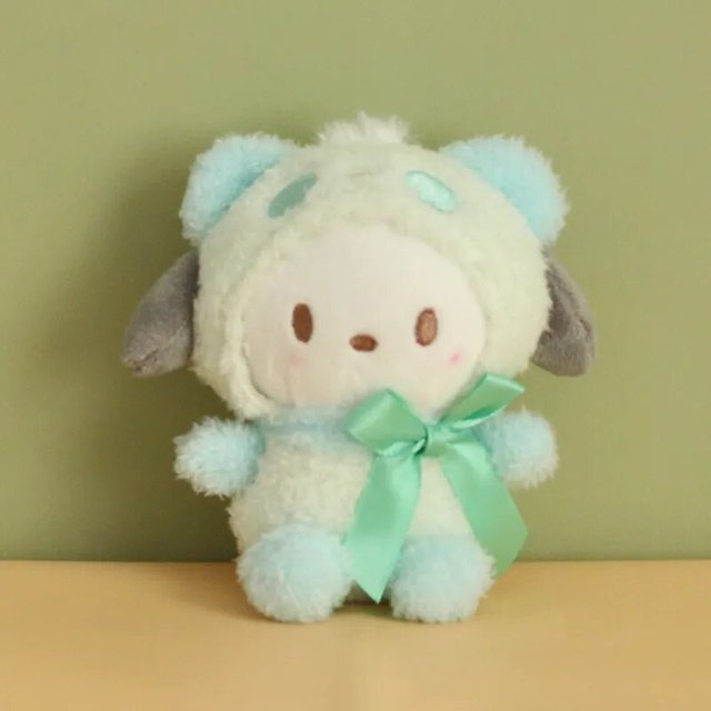 Sanrio-muñeco de peluche con diseño de oso blanco para niños, muñeco de peluche con diseño de oso cruzado de la serie Kuromi Melody Cinnamoroll