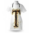 thumbnail image 3 of Letter T Apron Scorching Letter T Symbol of Alphabet Design Worn Out Background Education, Unisex Kitchen Bib Apron with Adjustable Neck for Cooking Baking Gardening, Tan Black Orange, by Ambesonne, 3 of 3