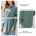 thumbnail image 5 of Women Casual Button Up Shirt Loose Turn Down Collar Long Sleeve Blouse Tops with Pocket for Office Work Olive Green M, 5 of 7
