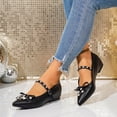 thumbnail image 5 of Women's Rhinestone Bow Hidden Wedge Flats, Casual Wide Width Pointed Toe Soft Sole Moccasins with Adjustable Strap, Comfortable Walking Shoes for Women, Perfect for Daily Outings and Casual Wear, 5 of 10