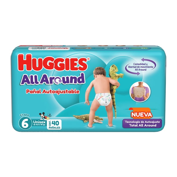 Pañales Huggies All Around autoajustables etapa 6 unisex 40 piezas
