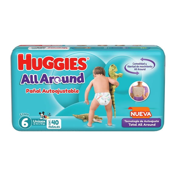 Pañales Huggies All Around autoajustables etapa 6 unisex 40 piezas