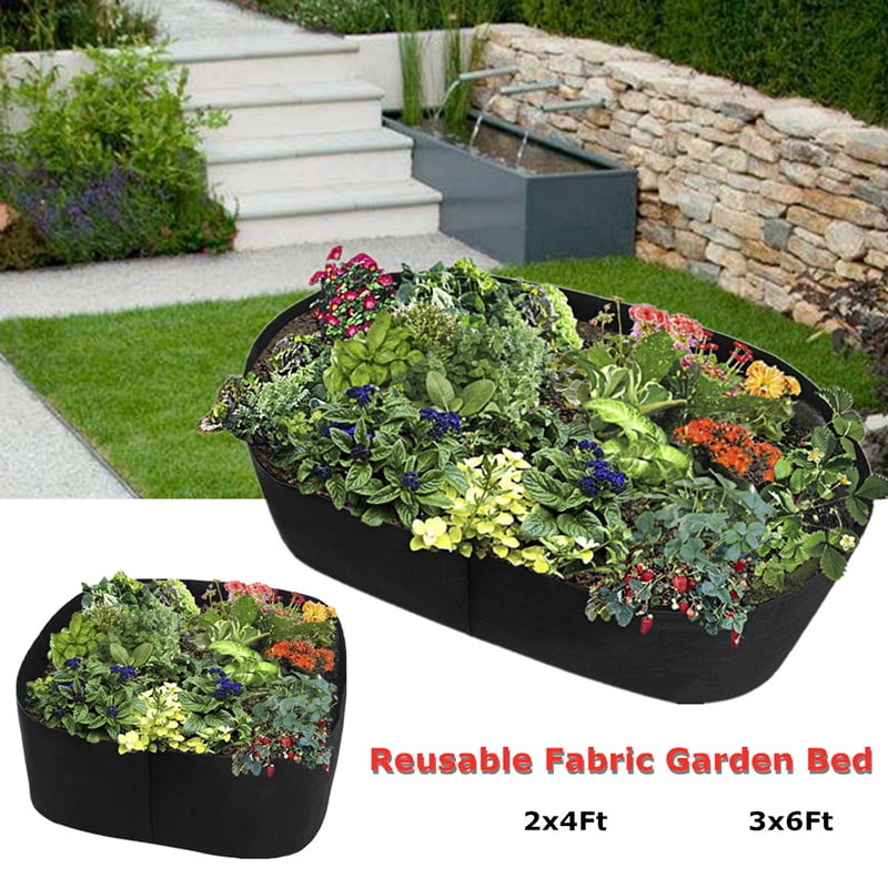 Black Fabric Raised Planting Bags Herb Flower Garden Pots ...