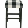 thumbnail image 4 of Home | Classic Open-Back Counter Height Barstool | Square 24 Inch Bar Stools with Domed Cushion, Black Plaid, 4 of 9