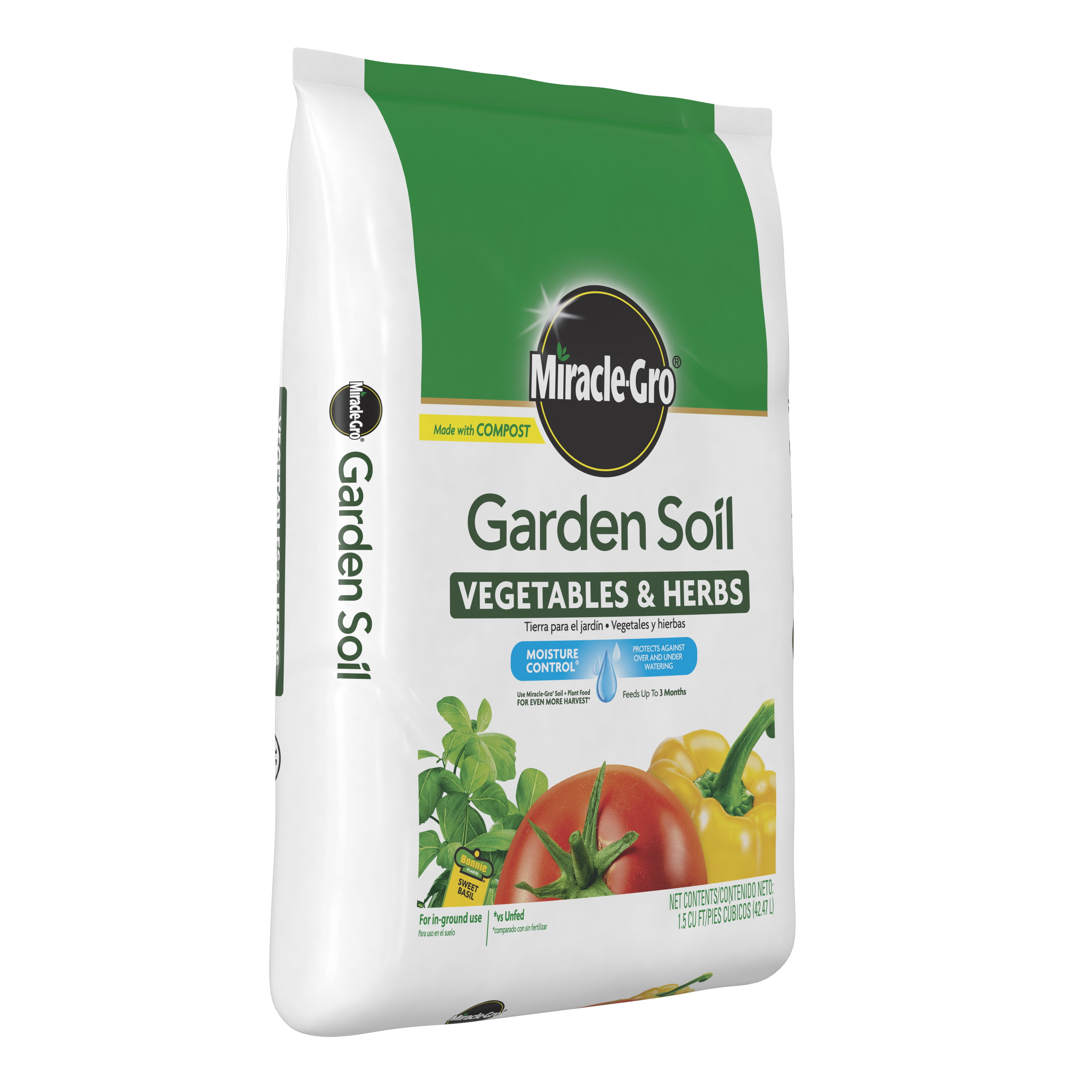 Miracle Gro Garden Soil Vegetables Herbs 1 5 Cu Ft Use In Ground Walmart Com