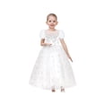 thumbnail image 2 of Girls Dress White Butterfly Puff Sleeve Wedding Bridesmaid Princess Party 12 Years, 2 of 7