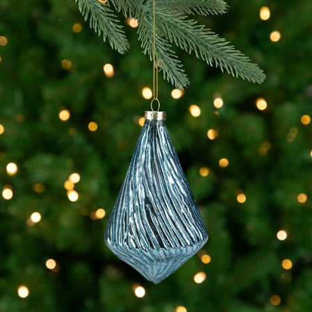 Northlight 4.75" Blue Glitter Swirl Glass Christmas Pendant Ornament