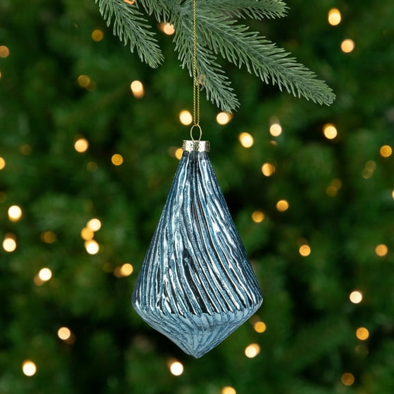 Northlight 4.75" Blue Glitter Swirl Glass Christmas Pendant Ornament
