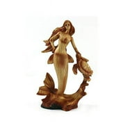 Unison Gifts MMF-301 9 in. Animal Woodlike Mermaid Turtle Carving