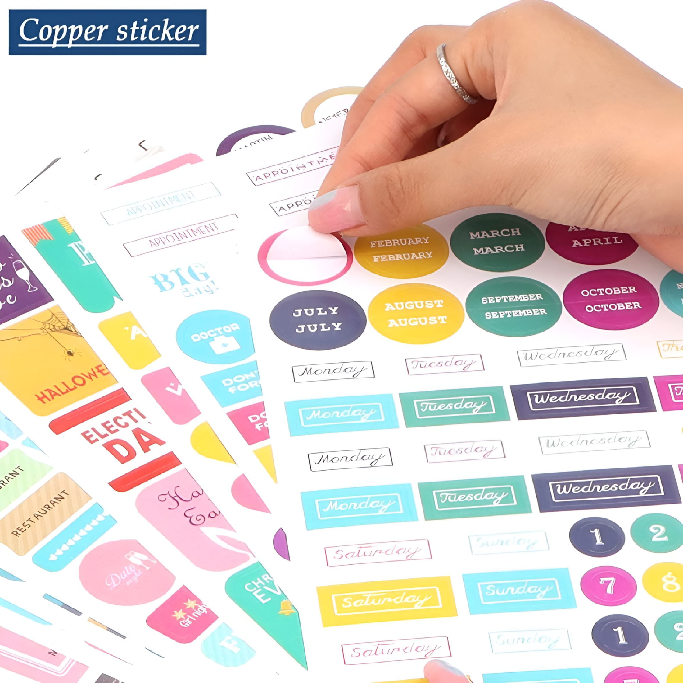 CCOCC 2026 New 24 Sheets Planner Stickers Monthly Tabs for Diy Calendar,Weekly Daily Planner Stickers Work Planning Budget Decals