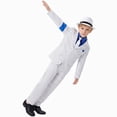 thumbnail image 5 of Boys Formal Suit Costume with White Hat Halloween Carnival 80s 90s Dance Party Outfit Set for Kids 8-13Y, 5 of 6