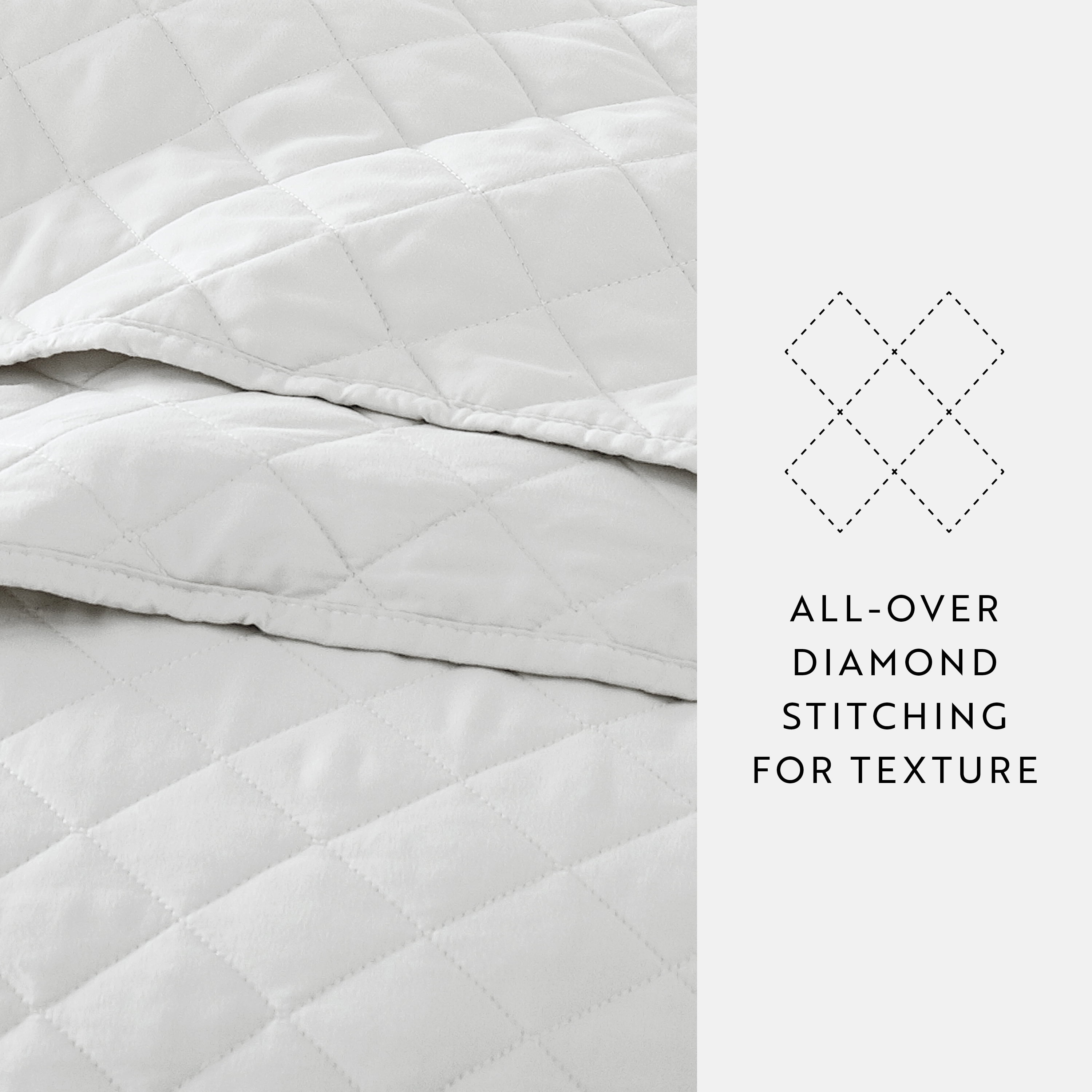 Noble Linens 3-Piece White Diamond Quilt Set, Twin / Twin XL