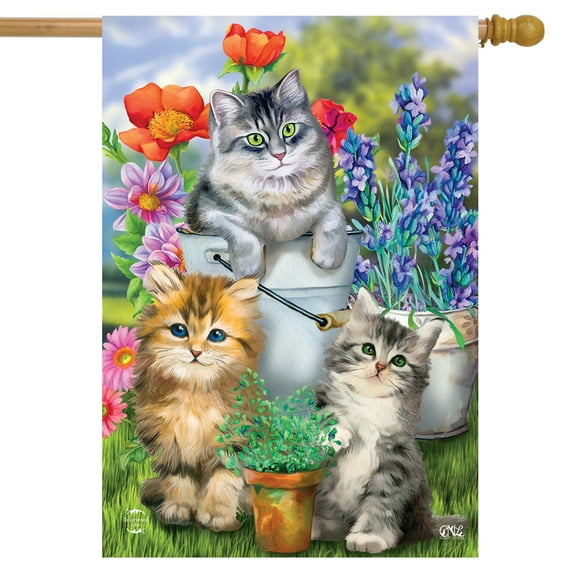 Briarwood Lane Garden Cats Spring House Flag