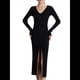 thumbnail image 1 of Vestido Tipo Suéter con Cuello en V, Abertura Frontal y Botones Acanalados para Mujer Negro M, 1 of 7