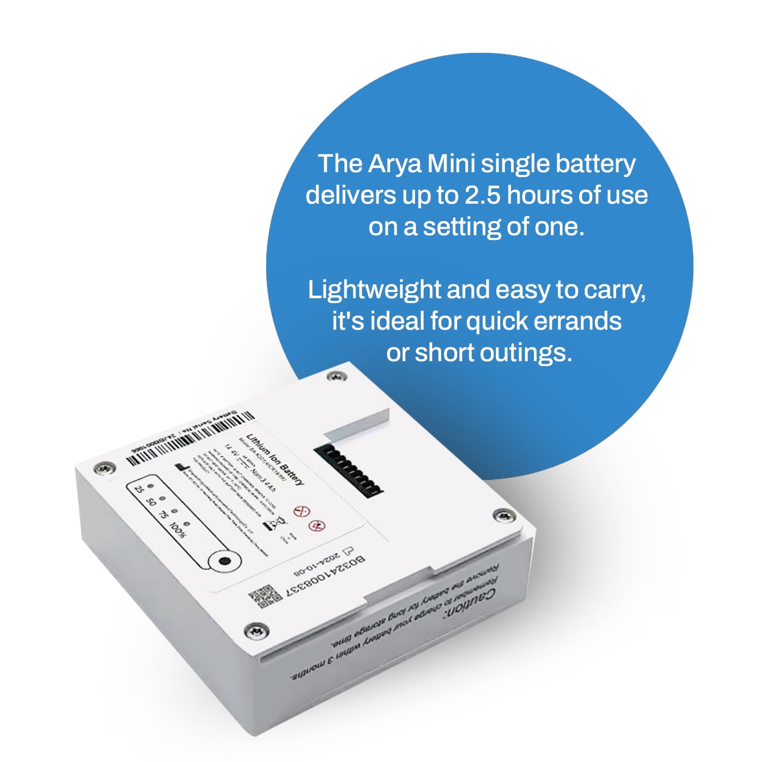 Single Battery for Arya Mini and Lifestyle Rhythm P2-S3, P2-S4 Portable Oxygen Concentrator | Versatile and Reliable, Lightweight Fit