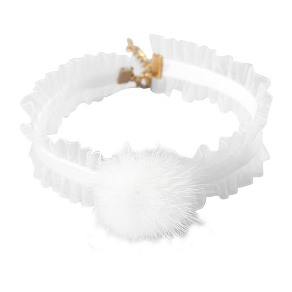 UDIYO Pet Collar Pom Pom Decorative Good Elasticity Velvet Cat Necklace Collar for Holiday