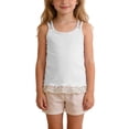 thumbnail image 2 of hengsof Girls Cute Ruffled Sleeveless Double Strap Tank Top, Daily Breathable Soft Layering Undershirt for 3-13 Years, 2 of 8