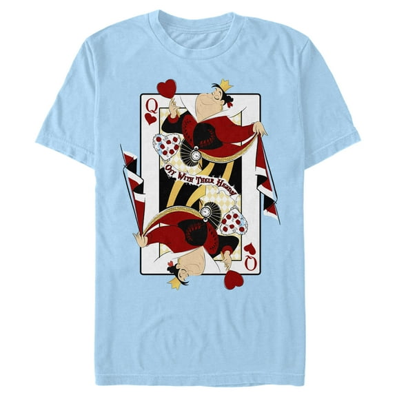 Men's Alice in Wonderland Queen of Hearts Playing Card Graphic Tee Light Blue Large