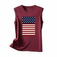 thumbnail image 4 of Clearance Clothes under $5.00 GaThRRgYP Plus Size Tops for Women,Women's Sleeveless Round Neck Ruffle Top,Women's Independence Day Printed Round-neck Tank Tops Loose Tops Wine M, 4 of 4