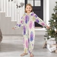 thumbnail image 6 of Soft Big Kids Onesie Pajamas Cozy Loose-Fit Jumpsuits for kids with Pockets for Christmas Lounge & Play Watercolor Dandelions Pattern, 6 of 8
