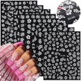 thumbnail image 1 of 8 Sheets Flowers Nail Stickers - White Flower Nail Decals 3D Self Adhesive Nail Art Supplies White Floral Cherry Blossoms Floret Five, 1 of 4
