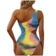 thumbnail image 3 of Traje de baño de una pieza para mujer, conjuntos de bikini para mujer, bikini de un solo hombro con estampado tie-dye de tela arrugada para mujer, traje de baño de una pieza para mujer, 3 of 6