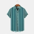 thumbnail image 2 of RUTAYY Men's Shirts Button Down Turndown Collar Short Sleeve Striped Print Comfortable Casual Daily Wear Fashion Beach Blouse, 2 of 3