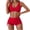 Red, variant on Women's Bikini Swimsuit High Waist Leopard Print Split Bathing Suit Adjustable Straps Removable Padded Bra Vacation Beach Pool, Red S