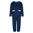 thumbnail image 3 of UVEASISHA Jogger Sets for Men 2 Piece Sweatsuits Winter Fleece Lined Crewneck Sweatshirts and Sweatpants Track Suit Set with Pockets Dark Blue S, 3 of 8