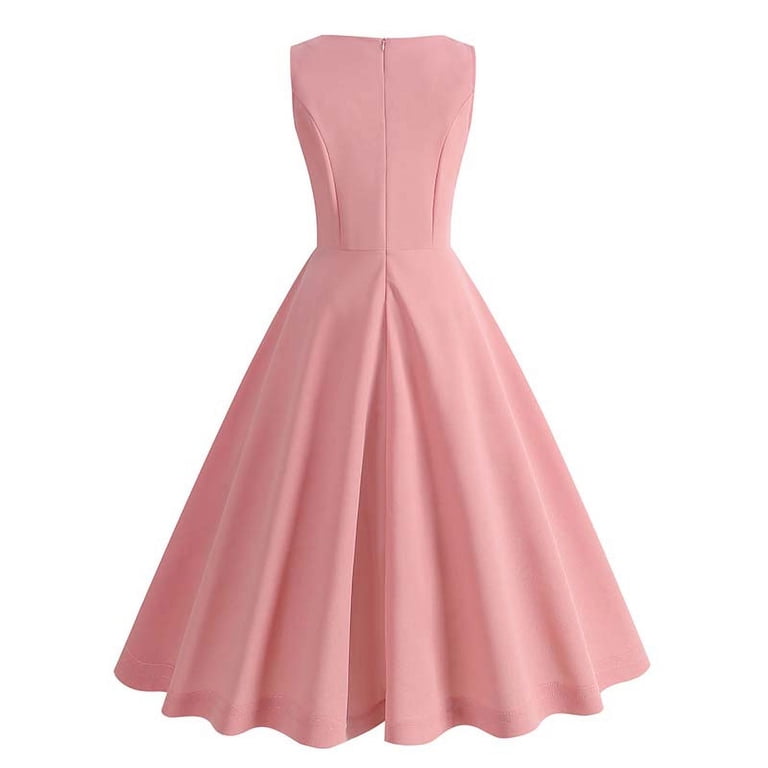 XFLWAM Women's Vintage Sleeveless Solid Summer Cute A Line Flowy Swing Midi  Dress 1950s Retro Rockabilly Prom Dresses - Walmart.com