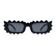thumbnail image 3 of Fun Shockwave Jolt Shape Narrow Rectangle Bold Retro Fashion Sunglasses All Black, 3 of 8