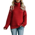 thumbnail image 2 of Aloohaidyvio Sweaters for Women,Womens Casualsolid Color Casual Thick Line Long Sleeve Turtleneck Sweater, 2 of 4