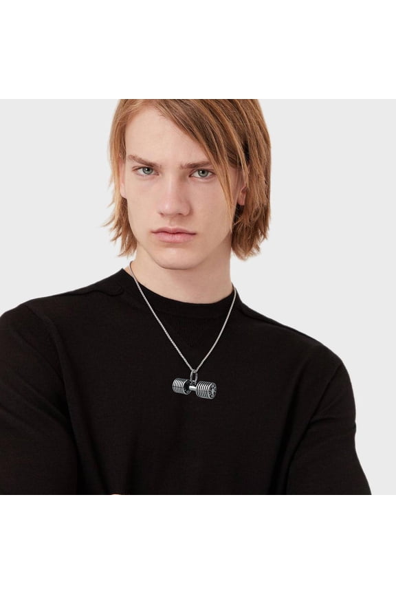 Dumbbell Pendant Necklace Stainless Fitness Gym Necklace Weight Plate Barbell Dumbbell Necklaces Men Women Chain Pendant