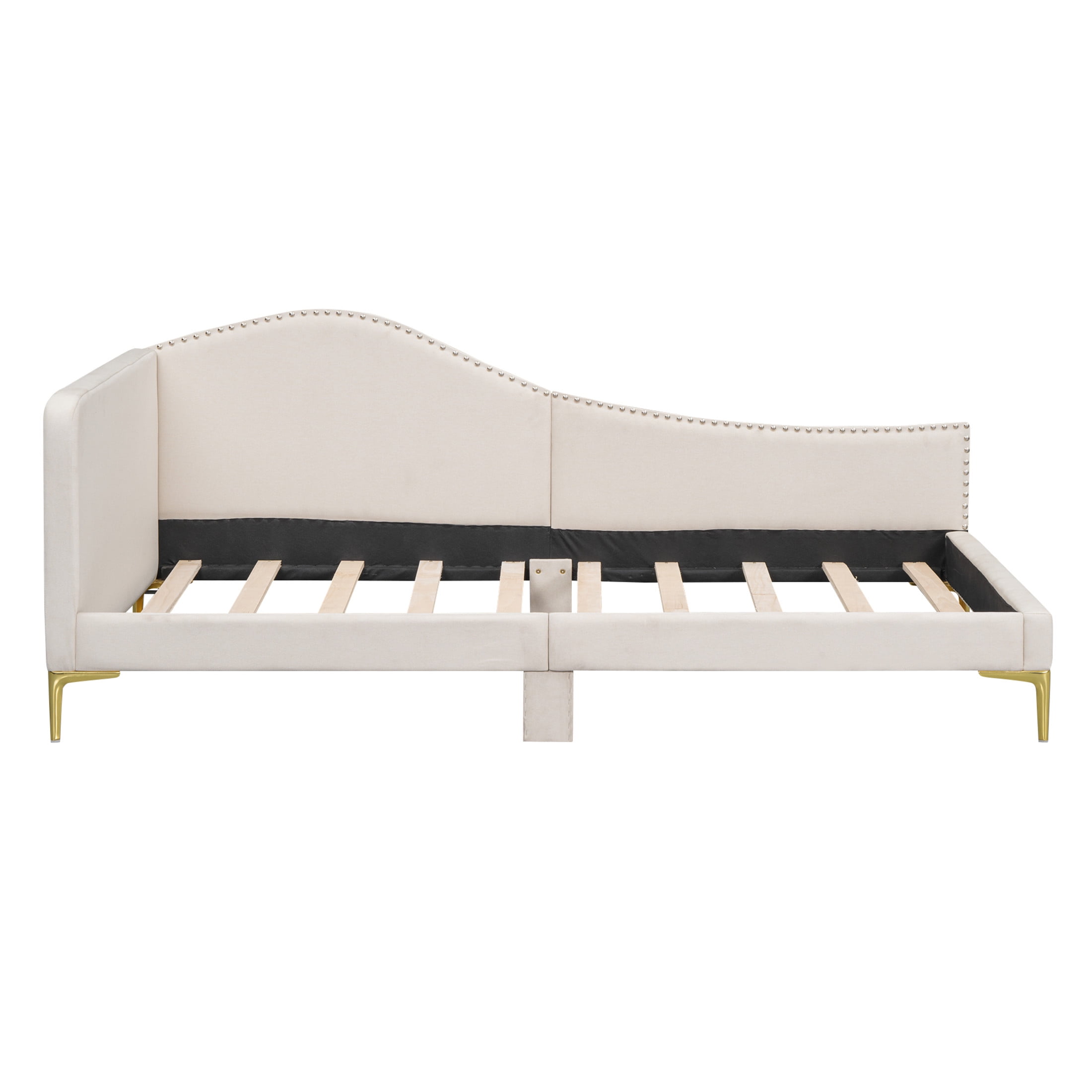 Noble House Twin Upholstered Daybed, Modern Linen Sofa Bed with Armrest and Backrest, Space Saving Design, Beige